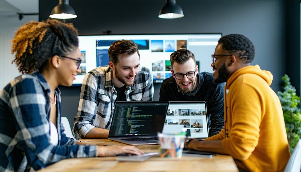 Umbraco CMS development team collaborating on a project