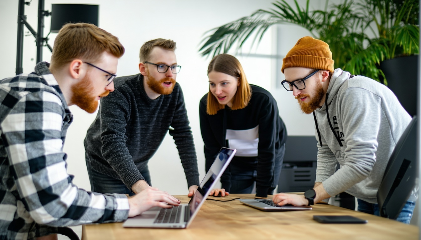 Team of web developers collaborating on Umbraco CMS project